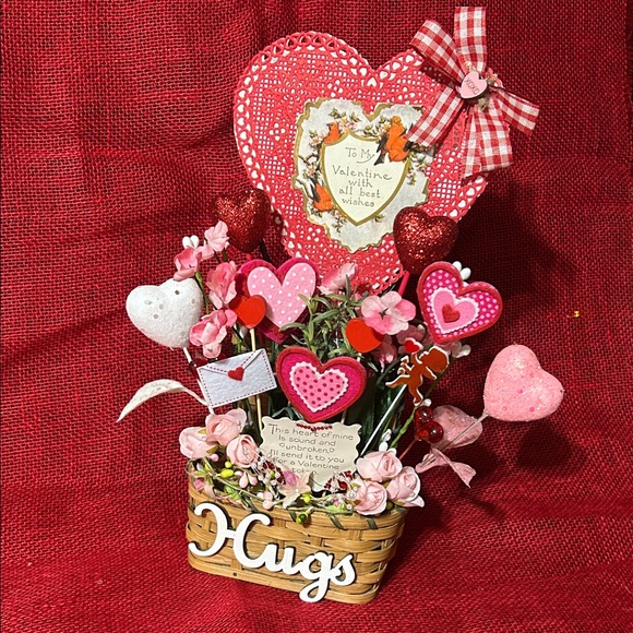 Hand Crafted VALENTINE Assemblage HEARTS GALORE Wall/Table...